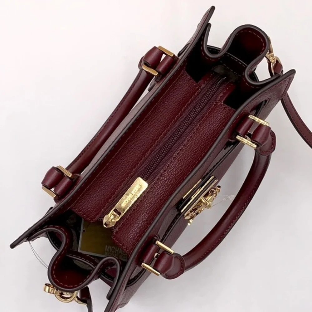 Michael Kors Hamilton Small Satchel Shoulder Crossbody Bag Dark Cherry color